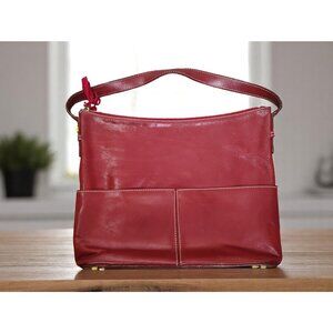Vintage Kate Spade Red Leather Shoulder Bag, Handbag, Purse, Zip Close READ